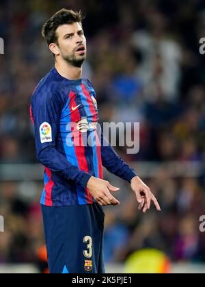 Barcelone, Espagne. 09th octobre 2022. Gérard pique du FC Barcelone lors du match de la Liga entre le FC Barcelone et le RC Celta, a joué au stade Spotify Camp Nou sur 9 octobre 2022 à Barcelone, en Espagne. (Photo de Sergio Ruiz/PRESSIN) Credit: PRESSINPHOTO SPORTS AGENCY/Alay Live News Banque D'Images