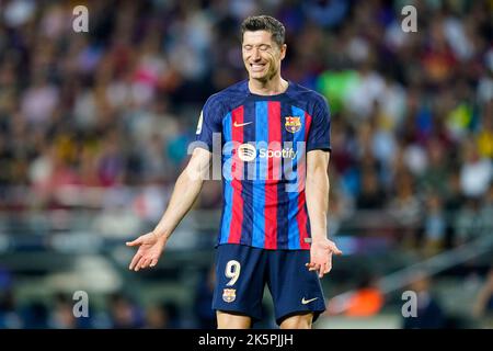 Barcelone, Espagne. 09th octobre 2022. Robert Lewandowski du FC Barcelone lors du match de la Liga entre le FC Barcelone et le RC Celta, a joué au stade Spotify Camp Nou sur 9 octobre 2022 à Barcelone, en Espagne. (Photo de Sergio Ruiz/PRESSIN) Credit: PRESSINPHOTO SPORTS AGENCY/Alay Live News Banque D'Images