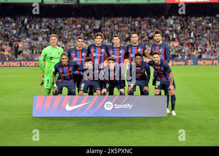Barcelone, Espagne. 09th octobre 2022. FC BARCELONE contre RC CELTA 9 octobre,2022 équipe FC Barcelone avant le match entre FC Barcelone et RC Celta correspondant à la huitième journée de la Liga Santander au camp Spotify Nou à Barcelone, Espagne. Crédit : rosdemora/Alay Live News Banque D'Images