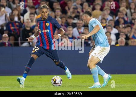 Barcelone, Espagne. 09th octobre 2022. Raphinha du FC Barcelone pendant le match de la Ligue entre le FC Barcelone et le Real Celta de Vigo au Spotify Camp Nou à Barcelone, Espagne. Crédit : DAX Images/Alamy Live News Banque D'Images