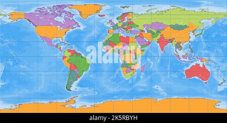Politique blanc carte du monde Equirectangulaire projection Illustration de Vecteur