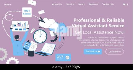 Service d'assistant virtuel professionnel et fiable Illustration de Vecteur