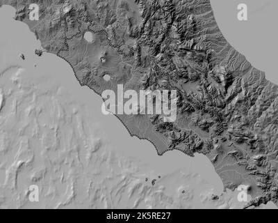 Latium, région de l'Italie. Carte d'altitude à deux niveaux avec lacs et rivières Banque D'Images