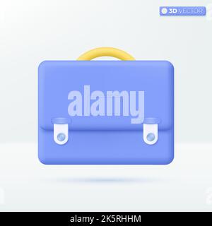 Symboles d'icône de porte-documents. Homme d'affaires, apprentissage, poche à l'école, finance, concept d'éducation. 3D illustrations vectorielles isolées. Dessin animé pastel s minimum Illustration de Vecteur