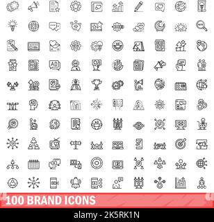 ensemble de 100 icônes de marque.Illustration de 100 symboles de marque ensemble de vecteurs isolé sur fond blanc Illustration de Vecteur