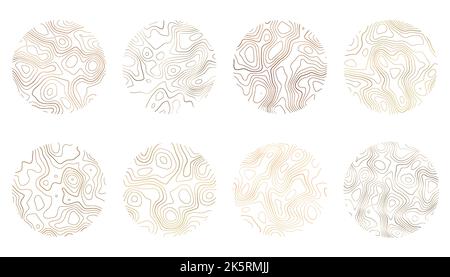 Texture du bois avec lignes topographiques. Ondulations organiques motifs ondulés. Ensemble de bagues d'arbre. Illustration de l'effet vectoriel avec dégradé. Illustration de Vecteur