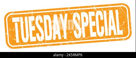 TEXTE SPÉCIAL DU MARDI inscrit sur le timbre orange grungy. Banque D'Images