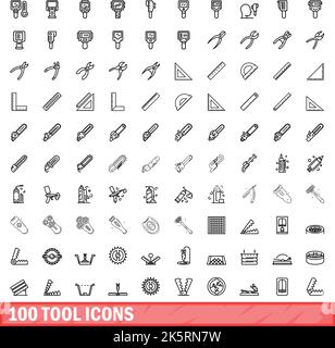 jeu de 100 icônes d'outil. Illustration de 100 icônes d'outil ensemble de vecteurs isolé sur fond blanc Illustration de Vecteur
