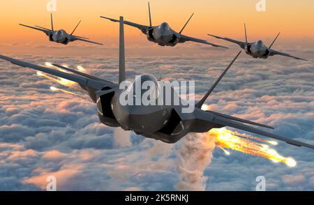 Avions de combat modernes de cinquième génération Banque D'Images