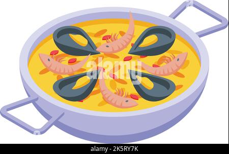 Symbole de soupe de crevettes vecteur isométrique. Cuisine espagnole. Tapas Illustration de Vecteur