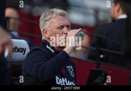 David Moyes, directeur de West Ham, lors du match de première ligue entre West Ham United et Fulham au stade de Londres. 9th octobre 2022 Banque D'Images