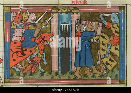 Le siège d'Ascamon en 1153 (de "Li rommans de Godefroy de Buillon et de Salehadin"), 1337. Trouvé dans la collection de la Bibliothèque et#XE8;que nationale de France. Banque D'Images