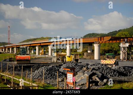 Nouveau pont Dyfi en construction, Machynlleth Powys WALES UK Banque D'Images