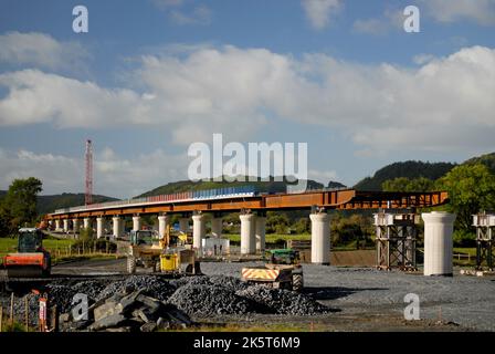 Nouveau pont Dyfi en construction, Machynlleth Powys WALES UK Banque D'Images