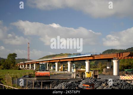 Nouveau pont Dyfi en construction, Machynlleth Powys WALES UK Banque D'Images