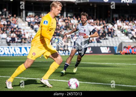 Aarhus, Danemark. 09th octobre 2022. Patrick Mortensen (9) de l'AGF vu lors du match Superliga de 3F entre le GF d'Aarhus et le FC Midtjylland au parc Ceres d'Aarhus. (Crédit photo : Gonzales photo/Alamy Live News Banque D'Images