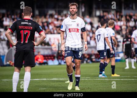 Aarhus, Danemark. 09th octobre 2022. Patrick Mortensen (9) de l'AGF vu lors du match Superliga de 3F entre le GF d'Aarhus et le FC Midtjylland au parc Ceres d'Aarhus. (Crédit photo : Gonzales photo/Alamy Live News Banque D'Images