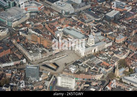 Place du vieux marché, ville de Nottingham, 2021. Banque D'Images