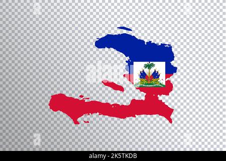 Drapeau d'Haïti sur la carte, fond transparent, sentier de coupure Banque D'Images