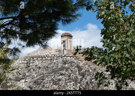 Détail de la tour de guet sur le mur fortifié de l'anneau du château de Marvao dans l'Alentejo Portugal Banque D'Images