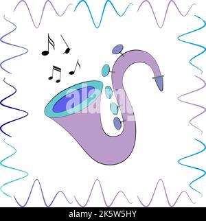Saxophone et notes de musique sur fond blanc. Affiche musicale pour votre conception. Illustration du vecteur de fond musical. EPS10 Illustration de Vecteur