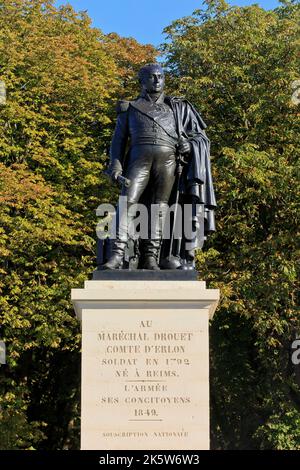 Monument à Jean-Baptiste Drouet, Comte d'Erlon (1765-1844), Maréchal de France pendant les guerres napoléoniennes, à Reims (Marne), France Banque D'Images