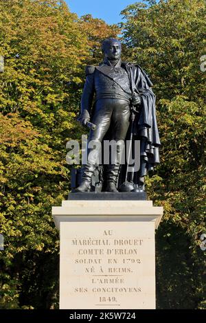 Monument à Jean-Baptiste Drouet, Comte d'Erlon (1765-1844), Maréchal de France pendant les guerres napoléoniennes, à Reims (Marne), France Banque D'Images