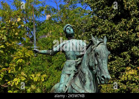 Statue équestre à Saint Jeanne d'Arc (1412-1431) à Reims (Marne), France Banque D'Images