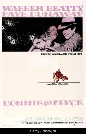 Bonnie et Clyde 1967 film Poster Warren Beatty & Faye Dunaway Banque D'Images