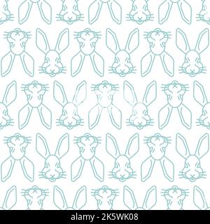 Pixel art Lièvre motif de visage sans couture . 8 arrière-plan de la muzzle de lapin. Décoration de tissu de bébé pixélisé Illustration de Vecteur