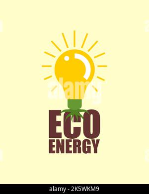 Énergie écologique. Ampoule pour sol. Symbole de production d'électricité écologique. Symbole d'énergie verte. Illustration de Vecteur