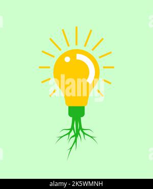 Énergie écologique. Ampoule pour sol. Symbole de production d'électricité écologique. Symbole d'énergie verte. Illustration de Vecteur