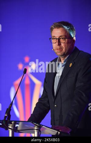 Manchester, Angleterre - 10th octobre 2022 - Mark Chapman accueille le lancement de la coupe du monde de rugby RLWC 2021 au Science Museum, Manchester, Royaume-Uni Banque D'Images