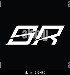 Logo SR lettre monogramme avec modèle de forme de tranche Banque D'Images