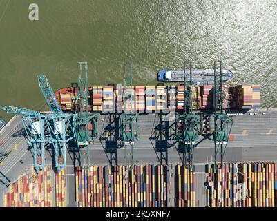 Antwerpen, 9th août 2022, Belgique. Le port d'Anvers le plus grand port maritime de Belgique le deuxième plus grand port d'Europe après Rotterdam. Industriel Banque D'Images