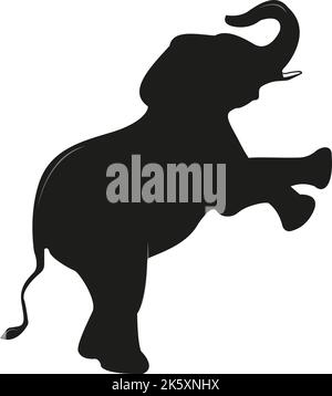 silhouette d'un éléphant sur fond blanc, illustration vectorielle Illustration de Vecteur