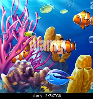 photos de petits poissons tropicaux sous la mer Banque D'Images