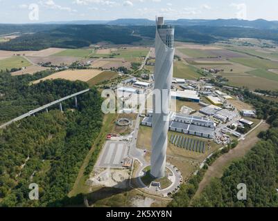 Rottweil, 15th août 2022, Allemagne. La tour de test d'ascenseur TK est une tour de test d'ascenseur. 246 mètres ou 807 pieds de haut. test en ascenseur à grande vitesse Banque D'Images