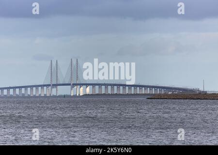 Pont d'Oresund sur la mer entre la Suède et le Danemark Banque D'Images