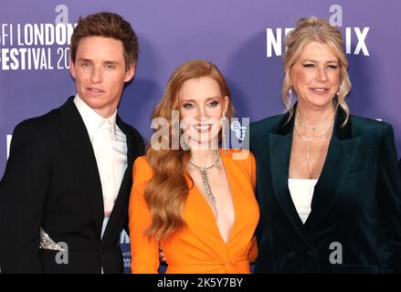 Eddie Redmayne, Jessica Chastain et Amy Loughren, The Good Nurse - UK Premiere, BFI London film Festival, Southbank Center, Royal Festival Hall, Lond Banque D'Images