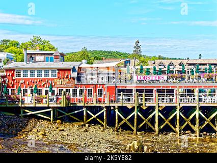 Restaurant Lobster sur la jetée de Bar Harbor Banque D'Images