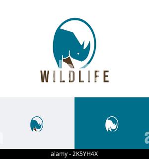 Circle Rhino Rhinoceros Animal Zoo Wildlife logo Illustration de Vecteur