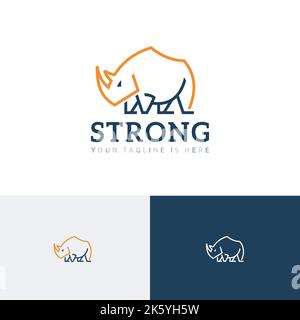 Logo de style de la ligne animaux sauvages de Rhino Rhinoceros Illustration de Vecteur