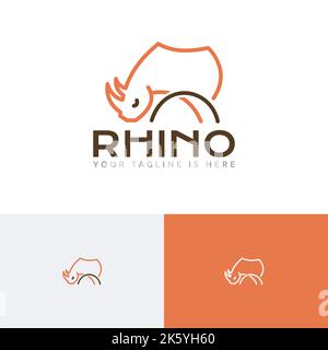 Rhino Rhinoceros Wild Animal nature Abstract Line logo Illustration de Vecteur
