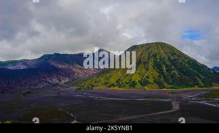 Vue aérienne du Mont Bromo, Indonésie Banque D'Images