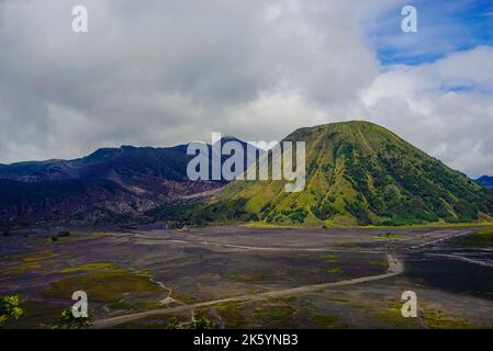 Vue aérienne du Mont Bromo, Indonésie Banque D'Images