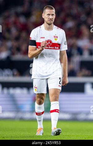 Stuttgart, Allemagne. 09th octobre 2022. Football: Bundesliga, VfB Stuttgart - 1. FC Union Berlin, Matchday 9, Mercedes-Benz Arena. Les gestes Waldemar Anton de Stuttgart. Credit: Tom Weller/dpa - Nutzung nur nach schriftlicher Vereinbarung mit der dpa/Alay Live News Banque D'Images