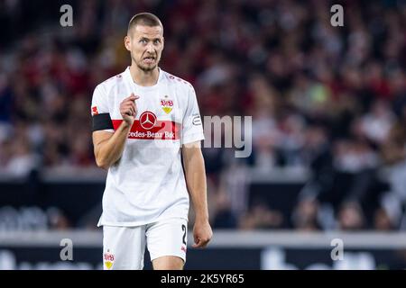 Stuttgart, Allemagne. 09th octobre 2022. Football: Bundesliga, VfB Stuttgart - 1. FC Union Berlin, Matchday 9, Mercedes-Benz Arena. Les gestes Waldemar Anton de Stuttgart. Credit: Tom Weller/dpa - Nutzung nur nach schriftlicher Vereinbarung mit der dpa/Alay Live News Banque D'Images
