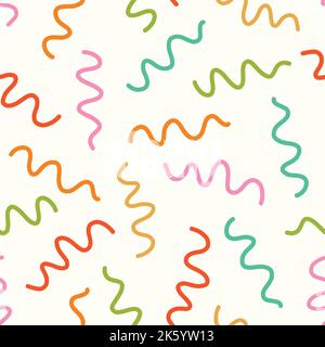 Arrière-plan de motif de squiggle abstrait. Scénario amusant répétition sans couture des lignes ondulées dessinées à la main. Illustration de Vecteur