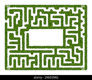 Labyrinthe de haies abstrait vert avec espace vide au centre sur fond blanc Illustration de Vecteur